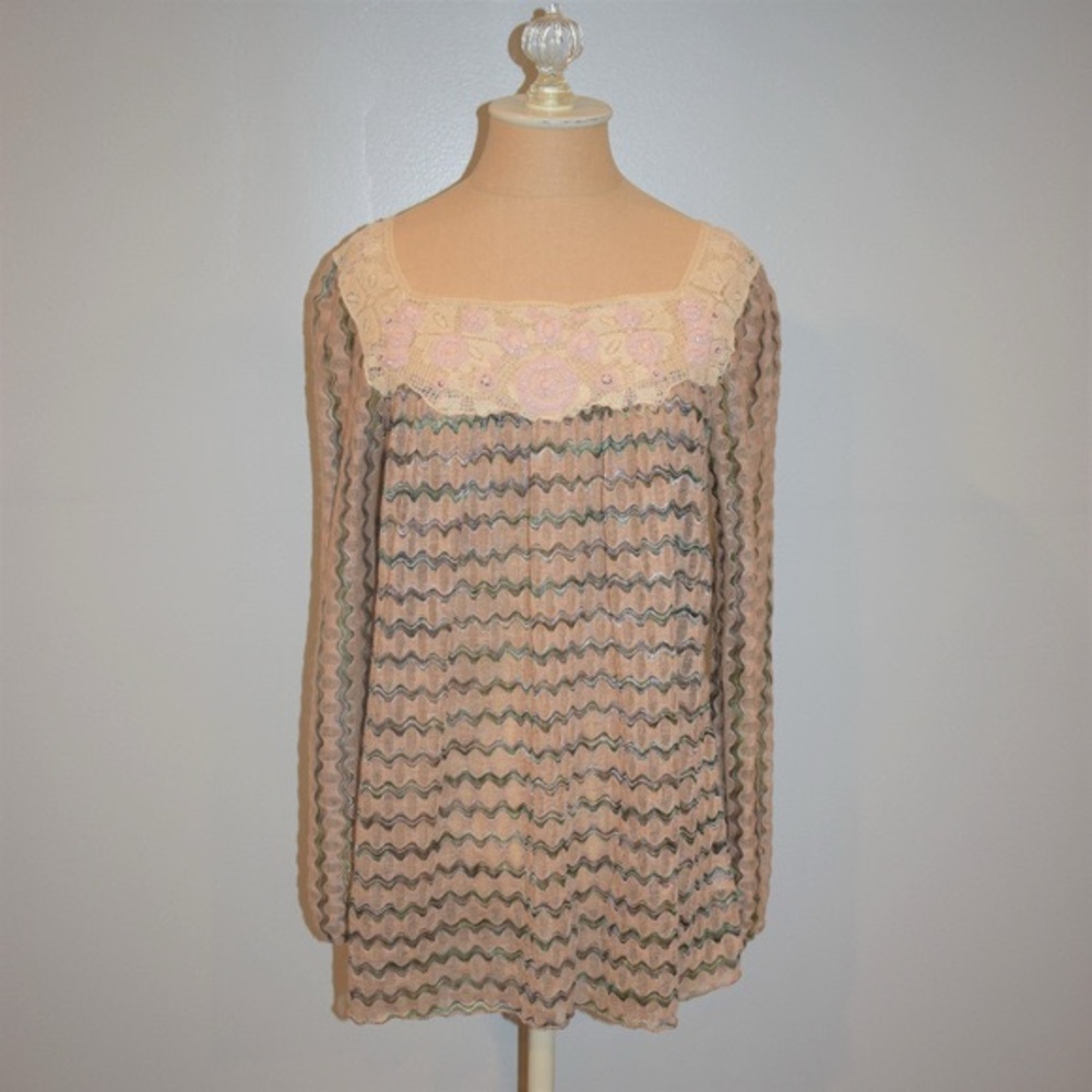 Free People New Romantics lace top features a scalloped hem and beaded detailing
